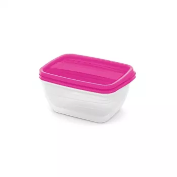 CURVER rektangulärt matlådeset 2x1,3L Vedo transparent rosa