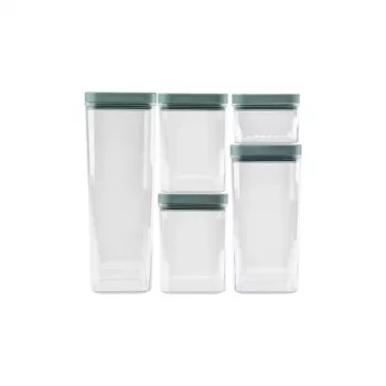 CURVER Kara förvaringsburksset för torra livsmedel 0,5L + 2x1,2L + 1,8L + 2,4L, transparent/petrol, 6-delat, lufttätt, stapelbart, BPA-fritt