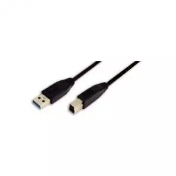 LogiLink USB 3.0-kabel, USB-A hane till USB-B hane, svart, 2 m, 5 Gbps, dubbelskärmad