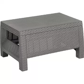 KETER Corfu trädgårdsbord, rattanlook harts, beige, rektangulärt, väderbeständigt, UV-skyddat, enkel montering