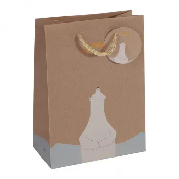 SIGEL GT050 presentpåsar, isbjörn med stjärnskottmotiv, 17 x 23 cm, 5-pack, papper, snörhandtag, FSC-certifierad