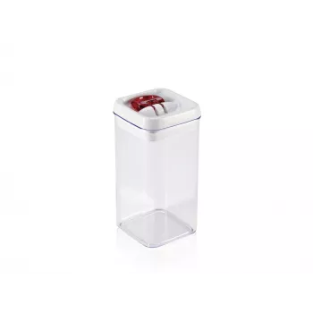 LEIFHEIT Fresh&Easy livsmedelsförvaringsburk 1,2 L, lufttät, BPA-fri, transparent med vit/grått lock