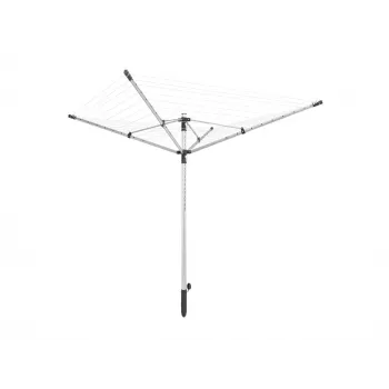 LEIFHEIT LinoPush 500 torkställning, 50 m tvättlina, aluminium, tryckknapp, markhylsa ingår