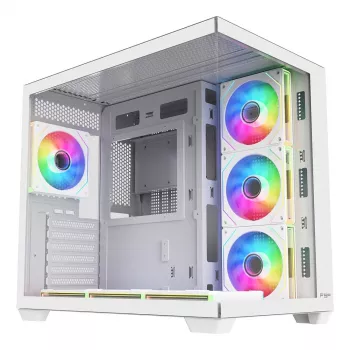 FSP Fortron M341-WA Mid-Tower PC-chassi med härdat glas och 4 ARGB-fläktar