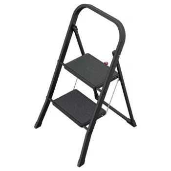 HAILO K44 StandardLine hopfällbar trappstege med säkerhetsbygel, 2 steg, stål, svart, 150 kg