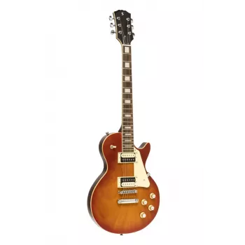 Stagg SEL-STD Vintage Sunburst elgitarr med set-neck, al-kropp, palissandergreppbräda, HH-pickuper