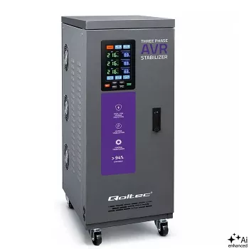 Qoltec tresfas AVR-spänningsstabilisator 30kVA servomotor LCD Expert Line