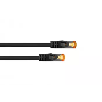 KABELMEISTER Cat.7 S/FTP RJ45 patchkabel, 1m, svart, TPE-mantel, halogenfri, 10 Gbps