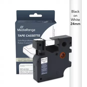 MediaRange Dymo D1 märkningsbandskassett 24 mm x 7 m svart på vit (S0720930/53713)
