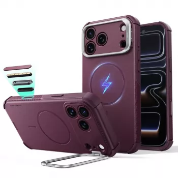 ESR Cyber Tough Kickstand MagSafe-fodral för iPhone 17 Pro / 18 Pro – Deep Burgundy