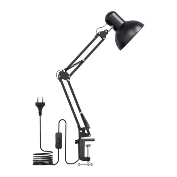 LEPRO 3100027-EU LED-skrivbordslampa med USB-laddningsport, 5 färgtemperaturer, 7 ljusstyrkenivåer, touchstyrning, timer, flexibel arm, ögonskonserverande, svart