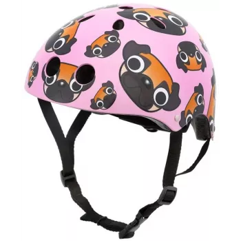 Hornit Pug barncykelhjälm med LED-ljus – rosa, 48–53 cm PUS806