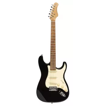 Stagg SES-55 BLK elgitarr – massiv alhals, lönnbräda, SSS-mikrofoner, svart