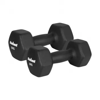 REBEL ACTIVE gjutjärn-neopren hantelset 2x8kg, mörkgrå