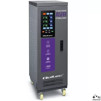 Qoltec trefas spänningsstabilisator AVR MULTIPROTECTION | 40kVA | noggrannhet ± 3 % | servomotor 3F | LCD | Expert Line