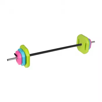 REBEL RBA-2336 20 kg skivstångsset med bitumenskivor, 140 cm stång, skruvlås, svart