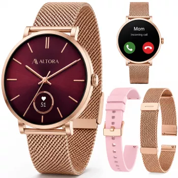 3MK PROTECTION Smartwatch Altora Vivid Lady – AMOLED, puls, SpO2, IP68, rosa silikonarmband