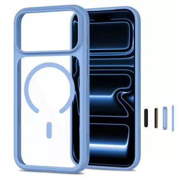 TECH-PROTECT MAGONE MagSafe klart skal med 2-pack glasskärmskydd för iPhone 17 Pro Max / 18 Pro Max – ljusblå