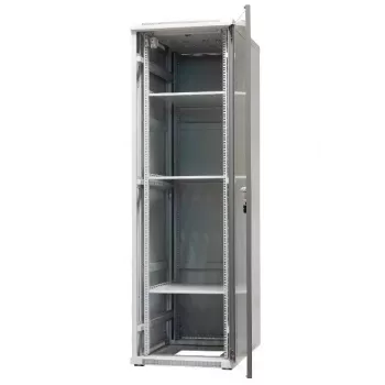 EMITER EmiterNet Top 42U fristående nätverksskåp, 600x1000x1980 mm, glasfrontdörr, svart EM/SH05D-6042