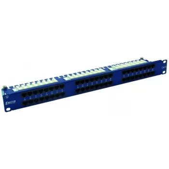 EMITERNET 48-port RJ45 UTP Cat.6 patchpanel 1U med kabelhanteringsskena, blå