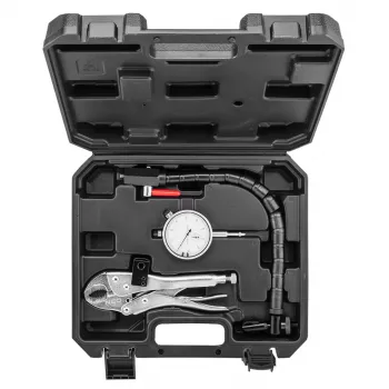NEO TOOLS TOP-11-130 kontrollset för bromsskivors sidokast med 0,01 mm mätklocka, 60 kg magnetfot, flexibel arm