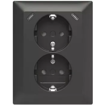ABB Safety+ USB-dubbeluttag med 2x USB-C, 15W, infällt, polarvit 2TKA00006192