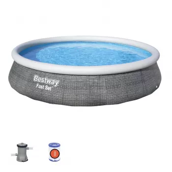 Bestway Fast Set 57376 uppblåsbar pool rund 7 340 L grå