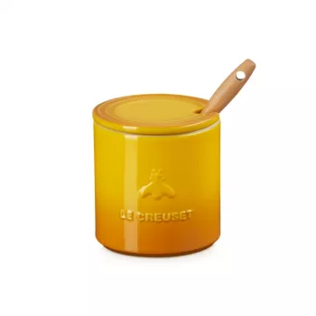 LE CREUSET honungsburk med sked 420 ml stengods gul