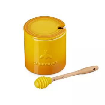 LE CREUSET honungsburk med sked 420 ml stengods gul