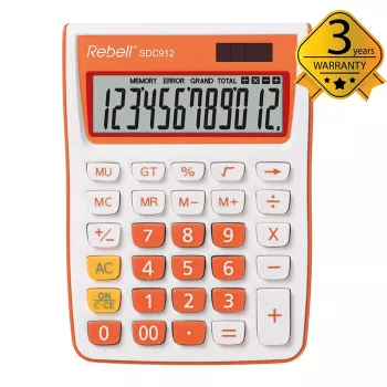 REBELL Halvskrivbordsräknare RE-SDC912OR BX, 12-siffrig LCD, dual power, svart/silver