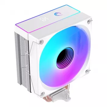 Rampage Octagon B70 CPU-luftkylare, 120 mm ARGB, temperaturdisplay, vit