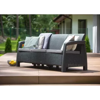 KETER Corfu Love Seat Max trippel trädgårdssoffa grå