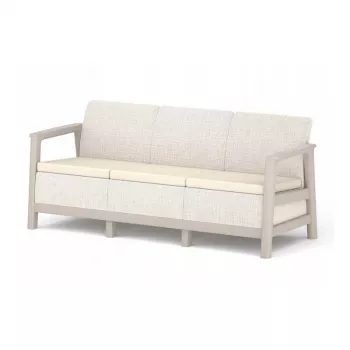 KETER trädgårdssoffa tresits Scandi Linea 3-sits soffa kiselgrå/ljusbeige