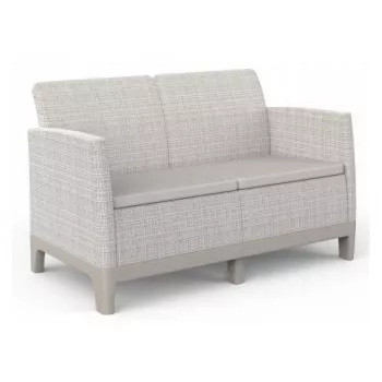 KETER trädgårdssoffa tvåsits Scandi Form 2-sits soffa kiselgrå/ljusbeige