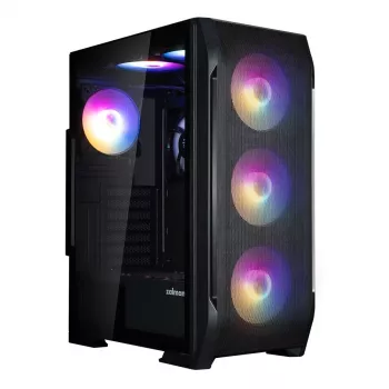 Zalman N7 PLUS V2 ATX Midi Tower PC-chassi, 7 x 120mm ARGB-fläktar, härdat glas, svart