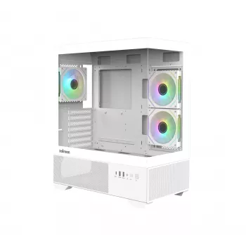 Zalman CHRONIX V2 White ATX Mid Tower PC-chassi med 3 x 120mm ARGB-fläktar, härdat glas sidopanel