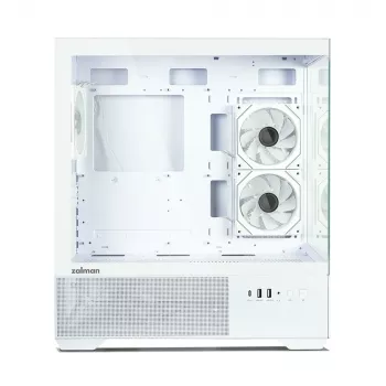 Zalman CHRONIX V2 White ATX Mid Tower PC-chassi med 3 x 120mm ARGB-fläktar, härdat glas sidopanel