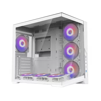 Zalman D40 White ATX Mid-Tower-chassi med 7 ARGB-fläktar och härdat glas