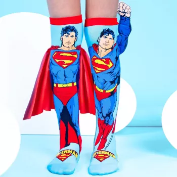 MADMIA Skarpetki Dziecięce Kolanówki Skarpety Superman Peleryna Ramię 3d Dc Comics / Ms001