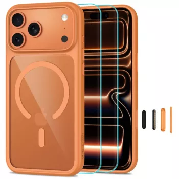 TECH-PROTECT MAGONE MAGSAFE CC + GLAS 2-PACK IPHONE 17 PRO MAX / 18 PRO MAX COSMIC ORANGE/CLEAR