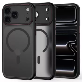 TECH-PROTECT MAGCAM MAGSAFE IPHONE 17 PRO MAX / 18 PRO MAX MATT SVART/RÖD