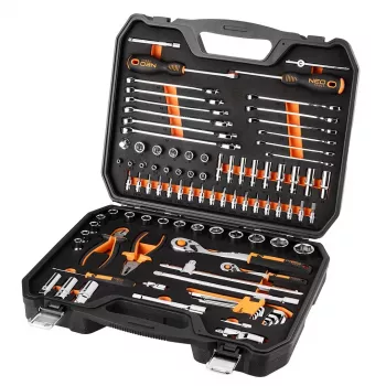 NEO TOOLS hylsnyckelsats 1/2, 1/4, 95 st, CrV, EVA-skum