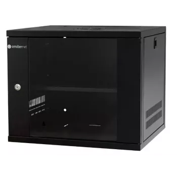 EMITER EM/SH02B5409-08 19 inch 9U väggmonterat nätverksskåp, glasdörr, 550x450x455 mm, svart