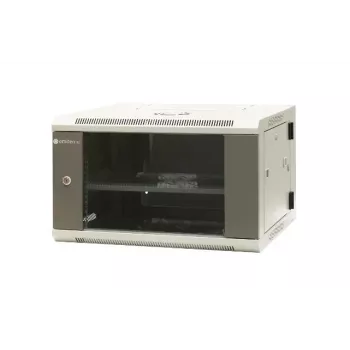 EMITER EM/AH6506 19 inch 6U väggmonterat nätverksskåp, härdad glasdörr, 600×550×370 mm, svart