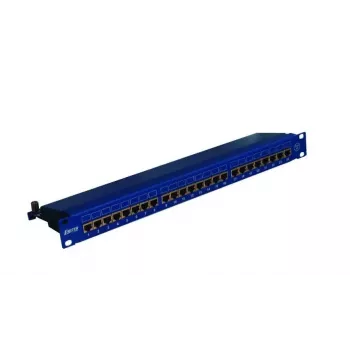 EMITERNET panel 19 inch, 24xRJ45 STP cat.6 (1U) med kabelhantering, blå DCN/PPFA674EKS248C6