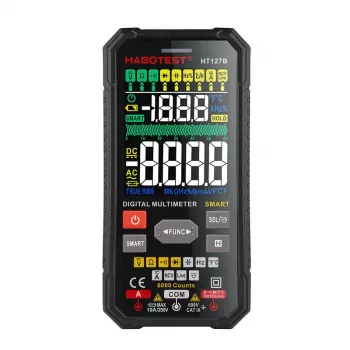 Habotest HT127B digitalt universalmultimeter True RMS 6000 counts auto-ranging med NCV och temperatur