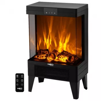 NEO TOOLS 90-159 Elektrisk kamin 2000W med 3D LED-lågeffekt, svart
