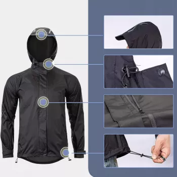 Rockbros YPY013BK2XL regnjacka andningsbar vindtät XXL – svart