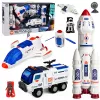 LEAN TOYS stort rymdset station raket shuttle utforskningsfordon astronauter