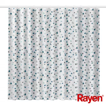 RAYEN duschdraperi 180x200cm vit/blå, polyester